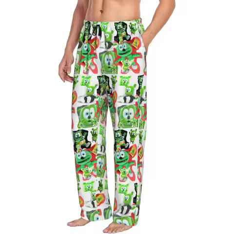 Custom Gummibar (the Gummy Bear) Men Pajama Pants Lounge Sleep Sleepwear Bottoms with Pockets