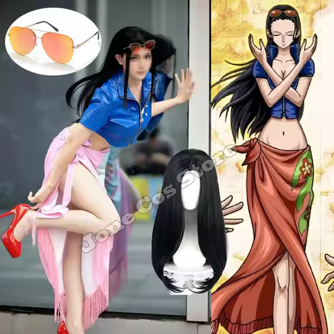 Miss All Sunday Nico Robin Cosplay Costume Dress Anime Costume Glasses Wig Suits Costumes for Women 