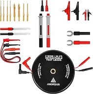 2 Wire 30 ft Retractable Test Leads with 4 mm Banana Plugs and Multimeter Test Leads Kit, Gold-Plate