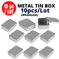 10pcs/Lot Aluminium Tin Box Storage Case Container Silver Metal Tin Gift Box packaging Cookies Stora