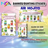 Banner / Bunting / Sticker Air Mojito | Design Rainbow Mojito Viral | Gerai, Booth & Food Truck