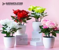 QUEENARTA Bunga Mawar Jenis Tanaman Hias dan Pot Pvc Premium