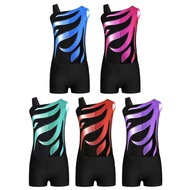 Girls Gymnastics Leotard with Shorts Shiny Embroidery Dance Kids Children Athletic Activewear