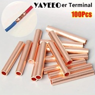 YAYEEO 100Pcs GT Copper Terminal Connecting Tube, Hole Passing GT-1/1.5/2.5/4/6/10/16/25 Wire Termin