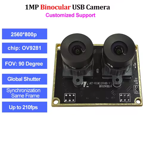 120fps Global Shutter Dual Len USB Camera Module OV9281 1mp Binocular Synchronous Monochrome No Dist