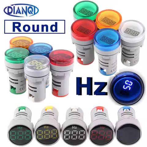 Round Type Digital Display Electricity Hertz Meter Frequency Meter Indicator Light AC Meter Red Test