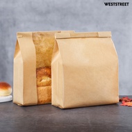 Weststreet 50Pcs Toast Bag Food-Grade Kraft Paper Bread Bags with Clear Window Durable Bread Packaging Bags for Bakery