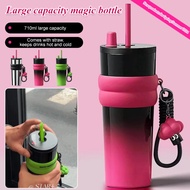 710ML Largecapacity thermos flask with straw car ice bar cup coffee cup outdoor ulation cup