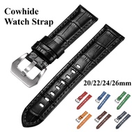 Black Alligator Pattern Cowhide Genuine Leather Watch Strap 20mm 22mm 24mm 26mm Watch Band for Men W