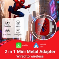 Marvel Spider-Man Wireless Carplay Adapter 2 in 1 Android Auto Wireless Adapt Mini Wired to Car Phon