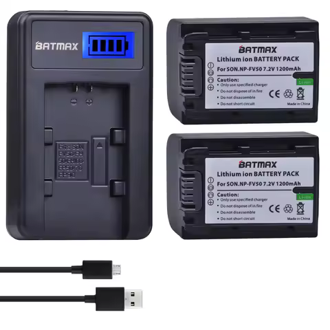 Batmax NP-FV50 NP FV50 Battery +LCD USB Charger for SONY HDR CX390 290E PJ510 820E 790E 660E XR260 C