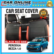 Perodua Bezza 1.0 Seat Cover PVC Leather Black Red Side Cushion