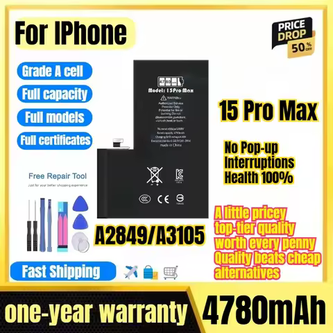 A2849/A3105 for IPhone15 Pro Max Phone Battery No Pop-up Interruptions Health 100% Replacement Bater