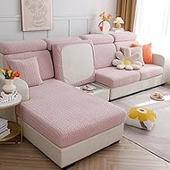 ele ELEOPTION Couch Back Cushion Covers Elastic L Shape Sectional Sofa Cover L Shape Furniture Protector Slipcover (Length 31-39inch, Width 20-25inch，M Back Cover) Wheat Pink