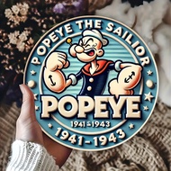 CIFbuy Vintage Popeye Sailor Aluminum Tin Sign Wall Art - 8x8 Inch Retro Engraved Character Plaque f