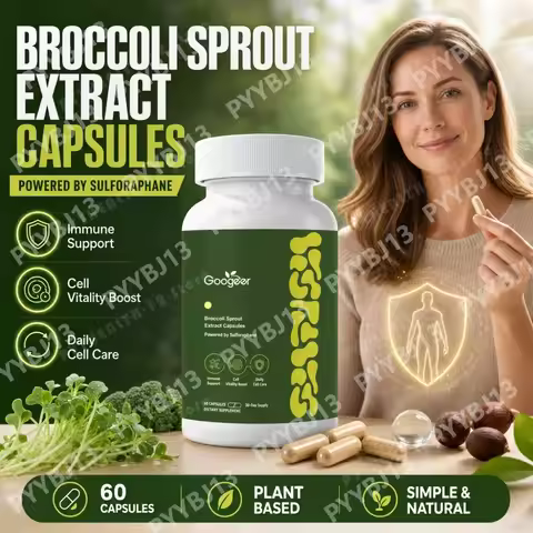 Googeer Broccoli Sprout Extract Capsules with Broccoli Seed Vitamin C and Mustard Seed Daily Antioxi