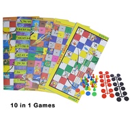 10 In 1 Compendium of Multiplayer Board Games (Draught / Aeroplane / Tarzan Boy / Sport Game) - 10 G