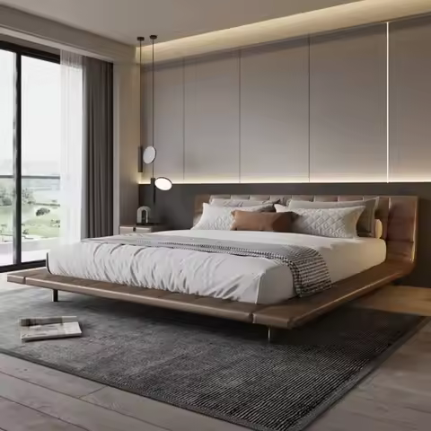 Bed Double Platform European Modern Bedroom Bases Bed Lit Pliable Nightstands Furniture