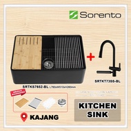 Sorento SRTKS7652-BL Ceramic Kitchen Sink Combo Set I Pillar Mounted Mixer Tap Pull Out I SRTKT71SS-