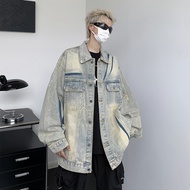 Denim Jackets Denim jacket for men in spring autumn, high street fashion brand, casual personality, ruffian and handsome, versatile, learning to flip collar jacket, cardigan jiahuiqi