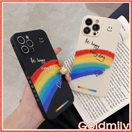 🔥 rainbow smile Side Stripes for iPhone 13 Pro Max Square Edge Soft Silicone Case iPhone 13 Pro Max 