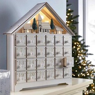 [kline]SSC-Christmas Advent Calendar LED Holiday Decoration 24 Days Wooded Countdown Calendar for Home Office Classroom Gift Idea