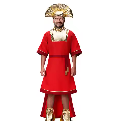 The Emperor Kuzco Cosplay Costume New Groove Halloween Theme Party Outfits Red Dress Hat Leg Covers 