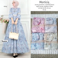 Dress wanita muslim ceruty premium motif bunga Morticia maxy by