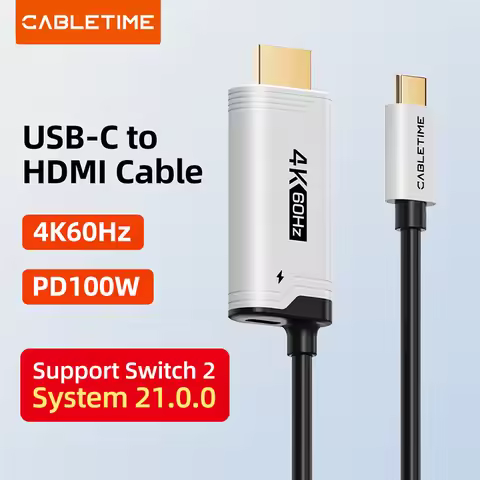 CABLETIME USB C to HDMI Cable for Nintendo Switch 2 1 OLED PD 100W 4K 60HZ Type C to HDMI Cable Adap