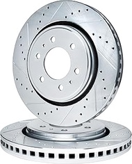 R1 Concepts Front Brake Rotor Kit |Brake Rotors| Brake Disc |Drilled and Slotted WGPN1-76026