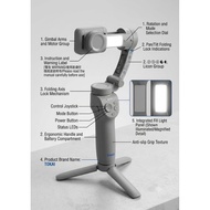 [Ready Stock] TOKQI M01/M02 Stabilizer 3-Axis Stabilizer With Fill Light And Tripod Accessories Mobi