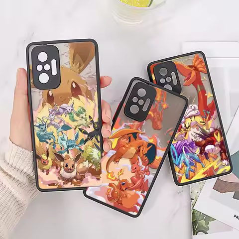 Pokemon Go Eevee Anime Back Cover Case For Xiaomi Redmi Note 10 8 9 11 12 Pro Plus 5G 9s 10s 11s 12s