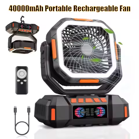 Portable Rechargeable Fan Tent Camping Fan 40000mAh (164 Hours) Battery-powered Outdoor Fan Tent Fan