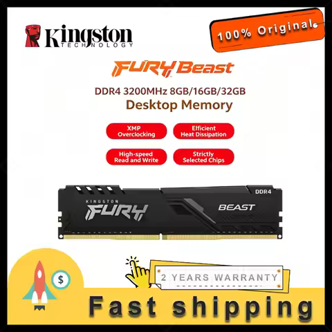Kingston Fury BEAST DDR4 Gaming Memory 4GB 8GB 16GB 2400/2666/3200/3600MHz 288Pin DIMM for Desktop P
