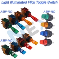 ASW-13D ASW-14D ASW-15D 12V Light Illuminated Flick Toggle Switch Car Boat Dash Board Panel