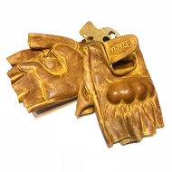 ถุงมือหนังมีการ์ดป้องกัน ใส่ขับขี่มอเตอร์ไซค์แบบครึ่งนิ้ว (แบรนด์ AVENGER)