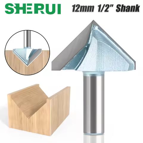1pc 12mm 1/2′′ Shank 90 Degree V Groove Template V-Groove Router Bit Cleaning Flush Trim Corner Roun