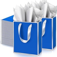 Yeaqee 50 Pack Metallic Gift Bags with Handle and Tissue Paper Gold Foil Thank You Bag for Valentine