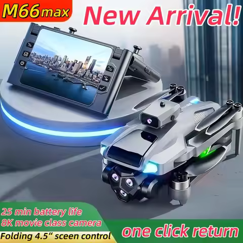 M66 New Folding Drone 4,5" Screen 25 Min Battery 8K Movie Camera Optical Flow Position Aircrafting O