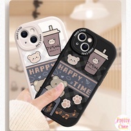 Casing Oval Big Eye Case Motif Happy Music Bear for OPPO A98 A96 A95 A94 A93 A92 A91 A53 A38 A18 A33