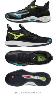 日本美津濃排球鞋運動鞋 Mizuno Wave Momentum 2 Volleyball Shoes - Color: Black x Blue x Yellow