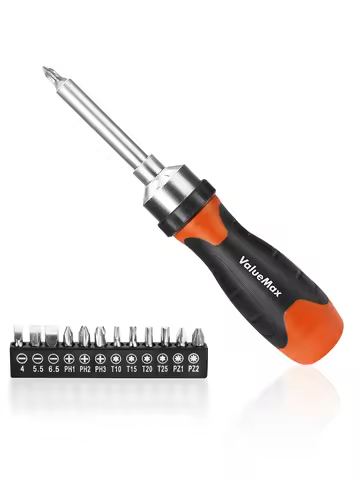 ValueMax 12 in 1 Ratcheting Multi-Bit Screwdriver Set Magnetic Screwdriver Kit Precision Bits PH2 Ra