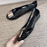 Ferragamo 黑色果凍鞋 蝴蝶釦 魚嘴鞋