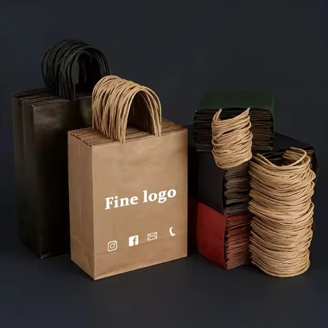 10/30/50pcs Kraft Paper Bags Handbags Milk Tea Takeaway Cosmetics Clothing Store Gift Packaging Bags