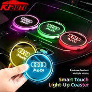 Audi New 7 Color LED Car Cup Holder Light Luminous Coaster Water Cup Pad USB Charging For Audi Sline
