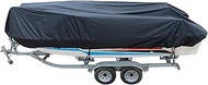 Heavy Duty Trailerable Boat Cover - 210D Marine Grade Polyester Mooring Cover Fits Jon Boats 14ft Lo