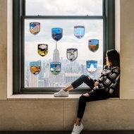 環遊世界玻璃貼系列 白銀質感 美國主題 靜電玻璃貼9入  原創