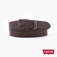 Levis 男款 真皮皮帶 / 簡約金屬釦頭 X 精工鐫刻Logo 深棕 人氣新品