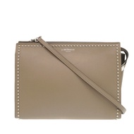 成色極佳 J&M Davidson ELLE 鉚釘皮革灰褐色單肩包 0999 [二手] J&M Davidson