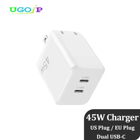 UGOjP 45W Dual USB C Fast Charging Block GaN Charger PD PPS Type C Wall Charger for MacBook Air iPho